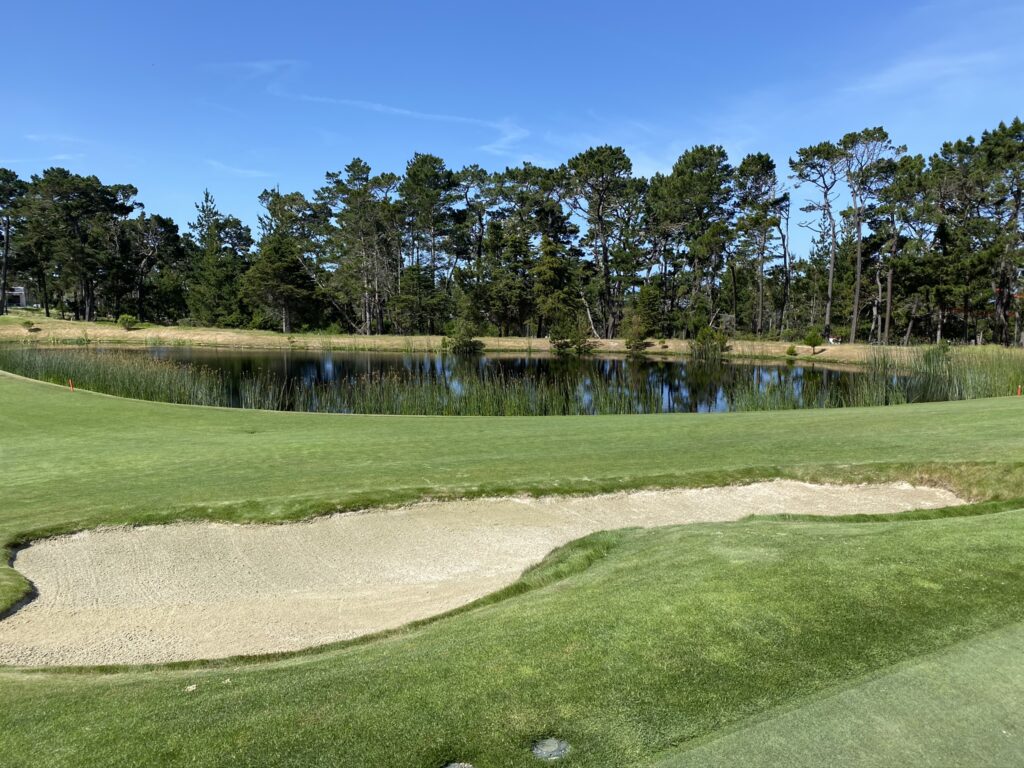 Pond next to number 1 green, Poppy Hills Golf Course